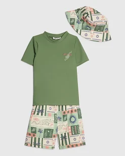 Boys Khaki Tiger Swim Top and Short Set