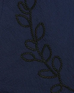 Boys Navy Embroidered Floral Swim Set