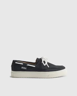 Boys Navy Laced Boat Shoes