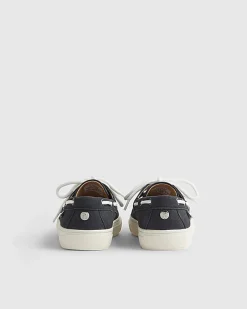 Boys Navy Laced Boat Shoes