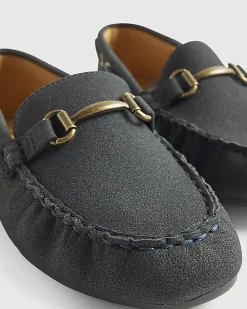 Boys Navy Snaffle Loafers