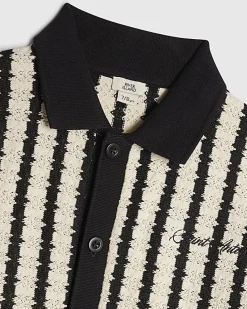 Boys Navy Stripe Crochet Shirt Set