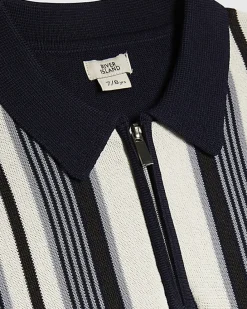 Boys Navy Stripe Polo Shirt Set