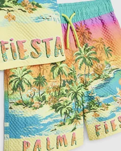 Boys Orange Tropical Swim Shirt and Short Set