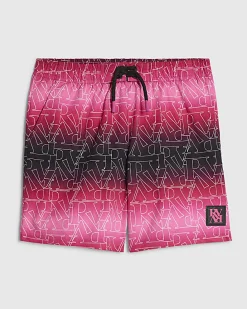 Boys Pink Monogram Ombre Swim Shorts