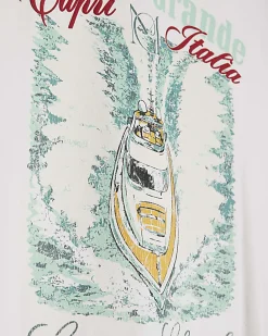 Boys White Boat Graphic T-Shirt