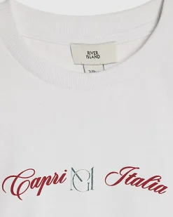 Boys White Boat Graphic T-Shirt