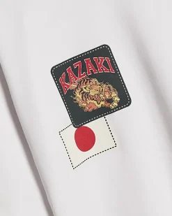 Boys White Oversized Kazaki Japanese T-Shirt