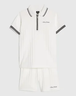 Boys White Polo Shirt And Shorts Set