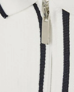 Boys White Slim Fit Textured Polo Shirt