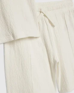 Boys White Textured Shirt Set