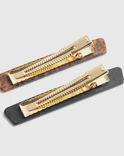 Brown 2 Pack Barrette Hair Clips