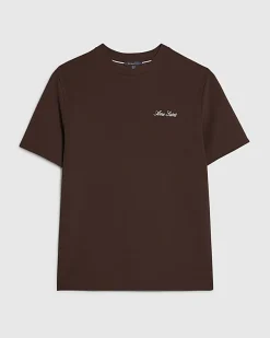 Brown Slim Fit Textured Midweight T-Shirt