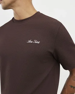 Brown Slim Fit Textured Midweight T-Shirt