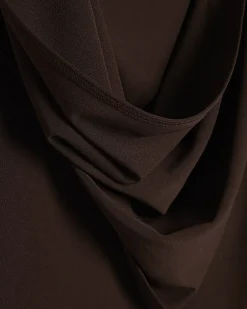 Brown Asymmetric Drape Cape Top
