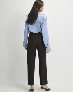 Brown Belted Cropped Wide Leg Trousers
