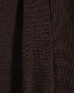 Brown Belted Pleated Wide Leg Jeans