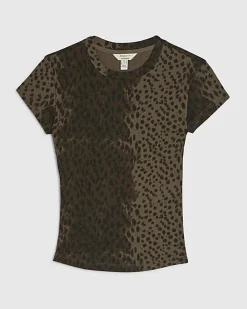 Brown Cap Sleeve Animal Print Top
