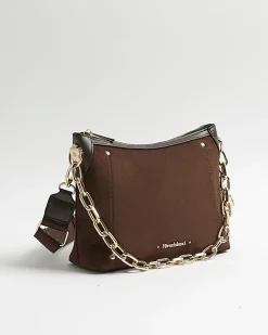 Brown Chain Front Cross Body Bag