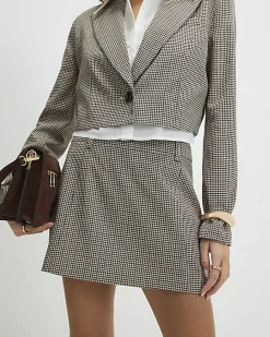 Brown Check Hybrid Tailored Skort