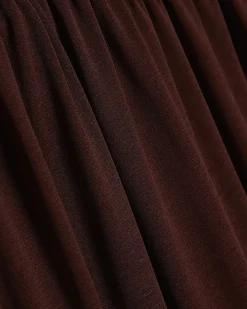 Brown Chiffon Tie Side Maxi Skirt