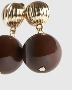 Brown Choc Ball Drop Earrings