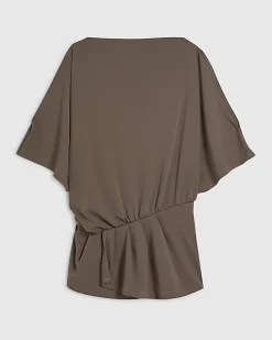 Brown Cold Shoulder Top