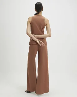 Brown Collarless Asymmetric Jumpsuit