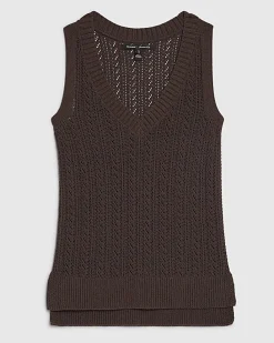 Brown Crochet Knit Vest Top