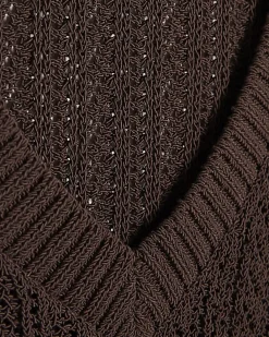Brown Crochet Knit Vest Top