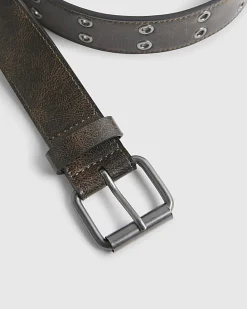Brown Distressed Eyelet Belt
