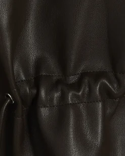 Brown Drawstring Funnel Neck Jacket