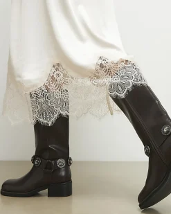 Brown Embellished harness boots