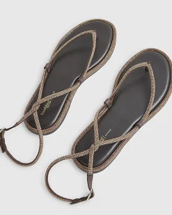 Brown Embellished Twist Mule Sandals