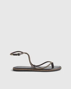 Brown Embellished Twist Mule Sandals