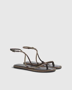 Brown Embellished Twist Mule Sandals