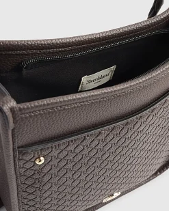 Brown Embossed Pocket Messenger Bag