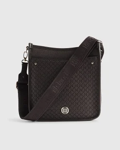 Brown Embossed Pocket Messenger Bag