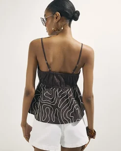 Brown Embroidered Cami Top