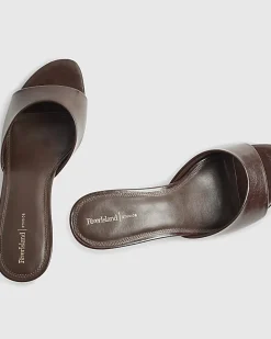 Brown Faux Leather Mule Kitten Heels