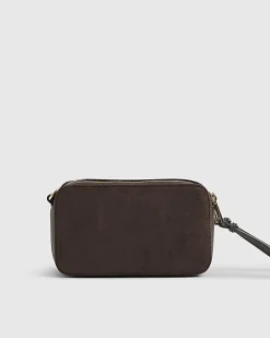 Brown Faux Suede Branded Cross Body Bag