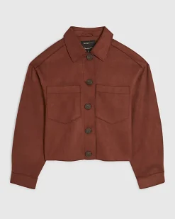 Brown Faux Suede Overshirt