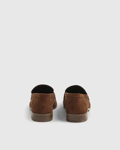 Brown Faux Suede Silver Detail Loafers