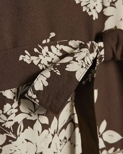 Brown Floral Shaped Mini Dress