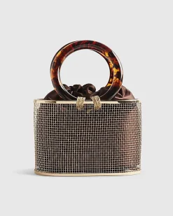 Brown Flower Cage Bag