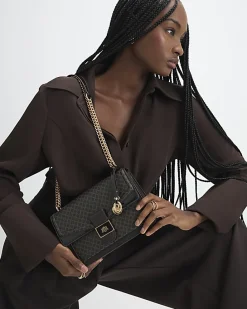 Brown Front Chain Shoulder Bag