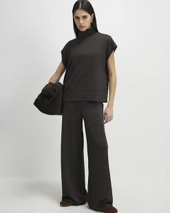 Brown Glitter Wide Leg Trousers
