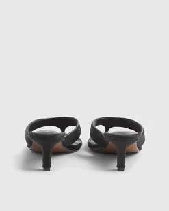 Brown Hair On Leather Toe Thong Heel Sandals