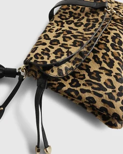 Brown Hair on Leopard Print Shoulder Bag