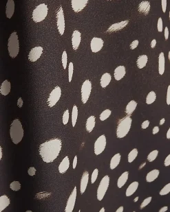 Brown Halter Neck Spot Print Midi Dress